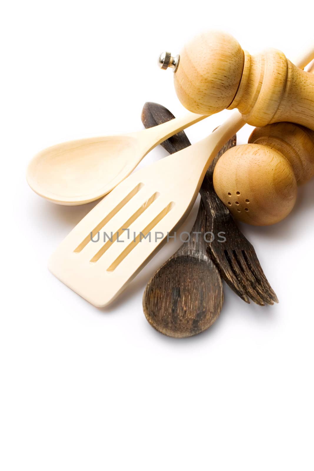 Wooden kitchen-ware isolated on white