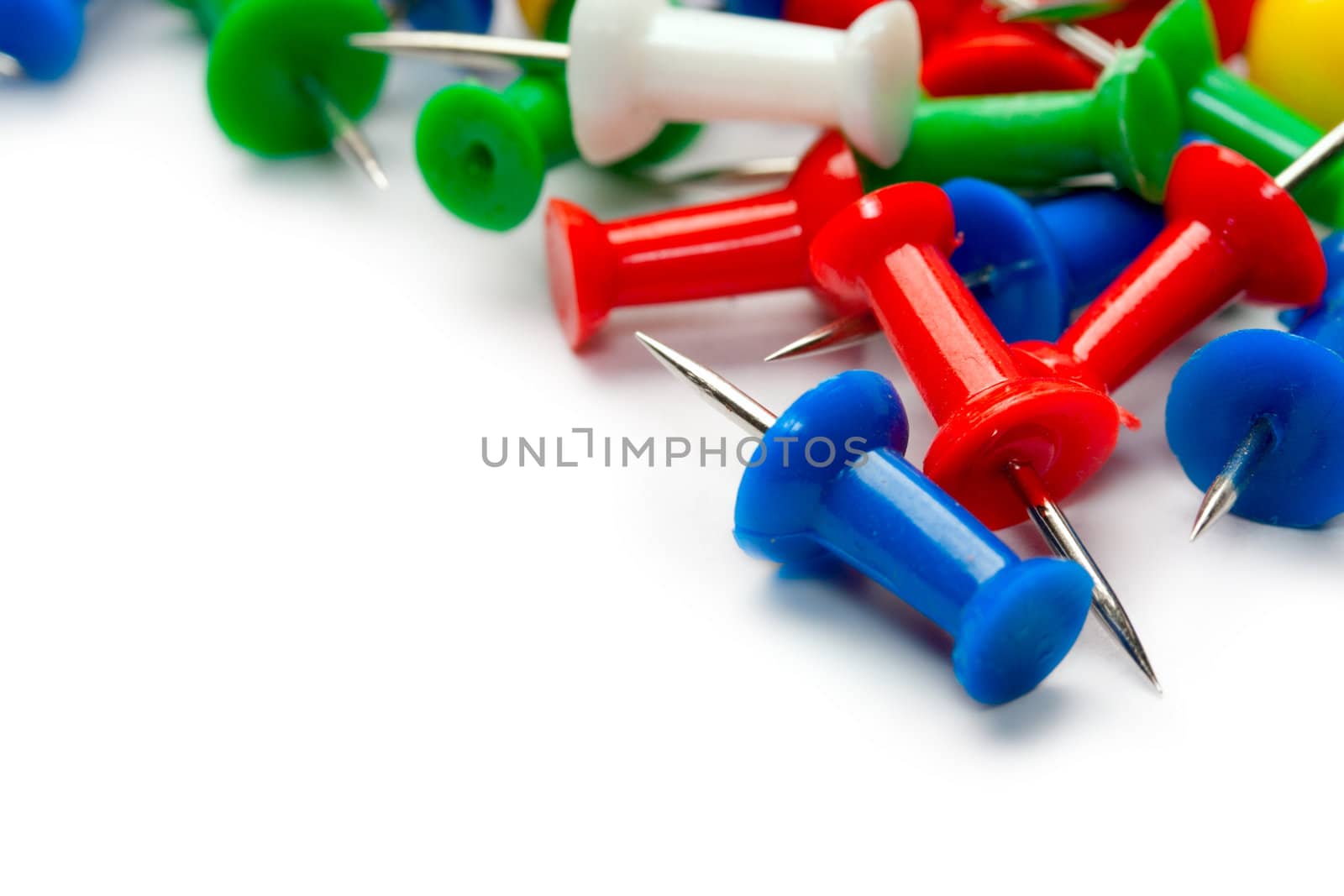Push pins isolated on white