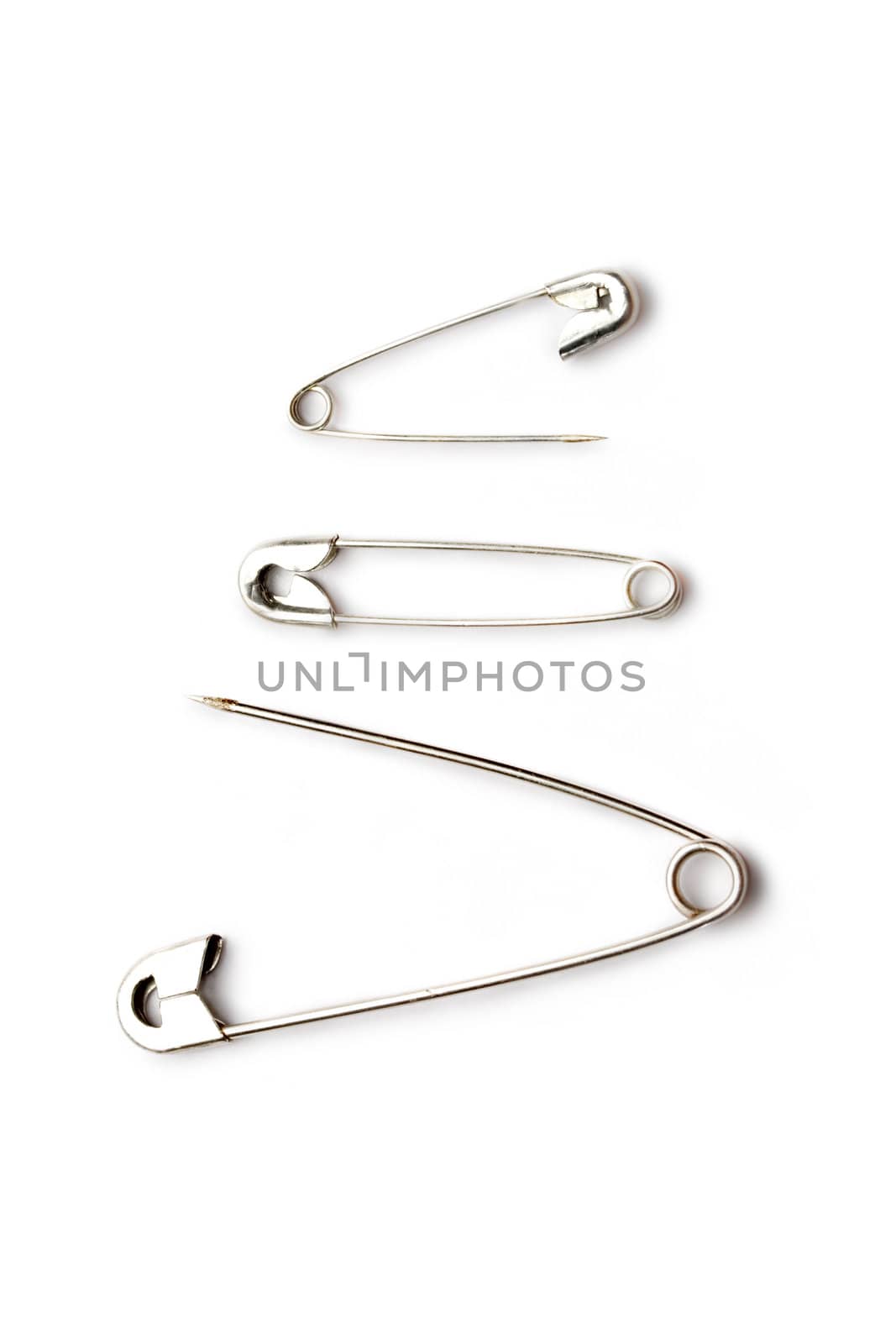 Safety pins isolated on the white background by Garsya