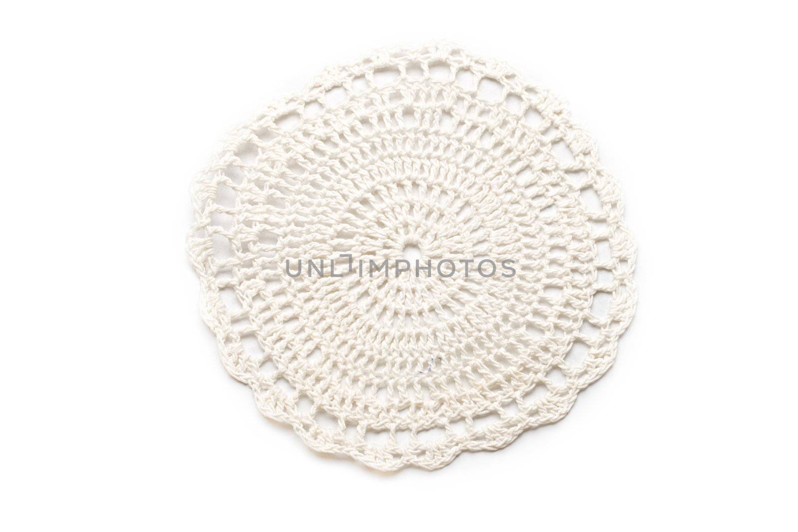 Crocheted lace isolated on white by Garsya