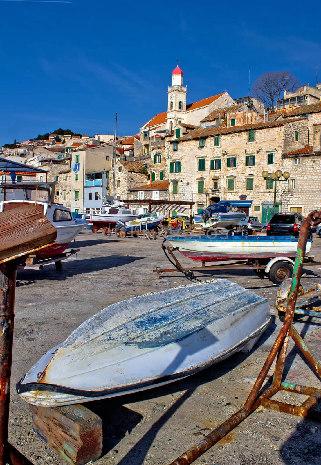 Town of sibenik old harbor and waterfront, Dalmatia, Croatia