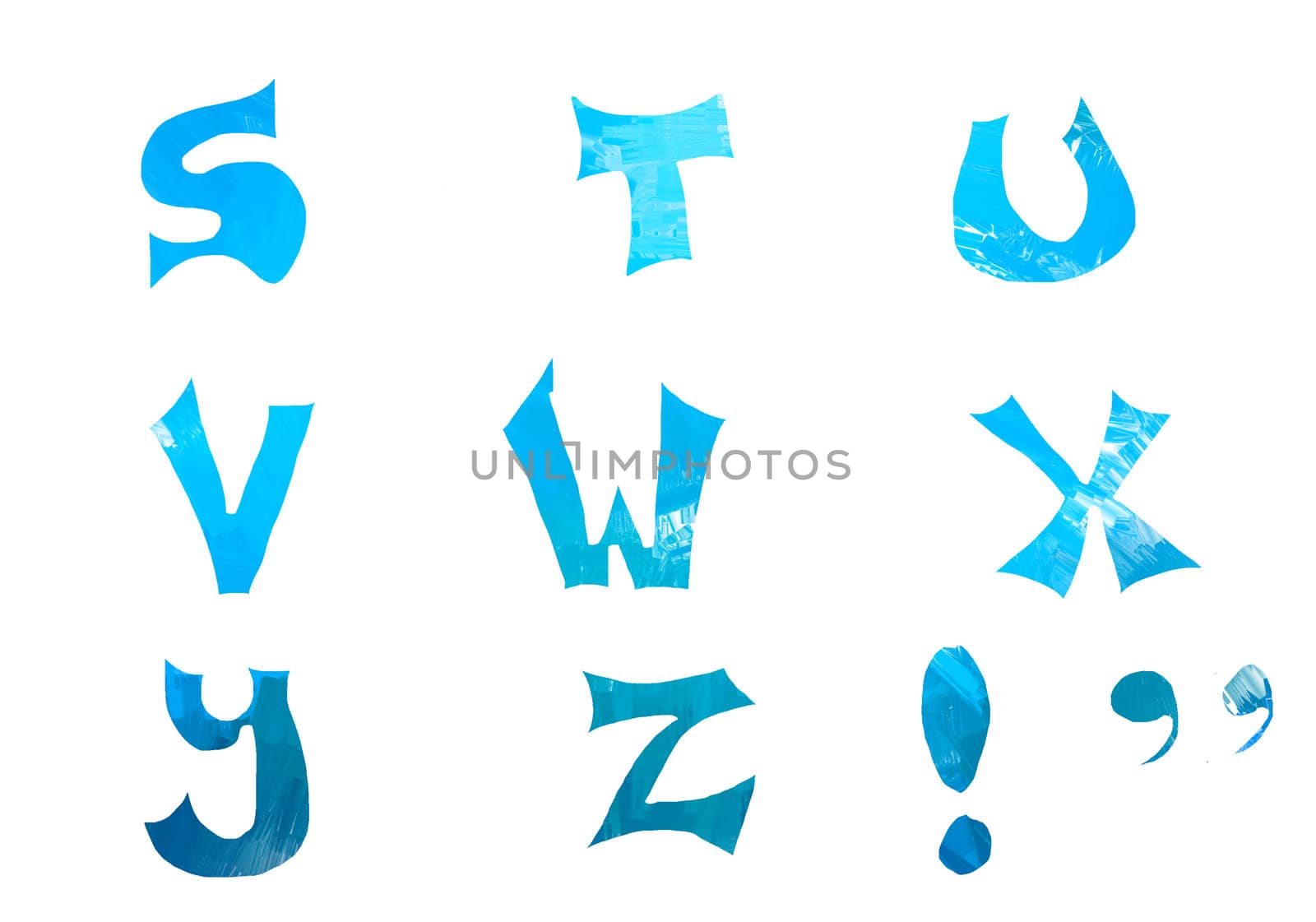 Letters isolated on white in digital colors