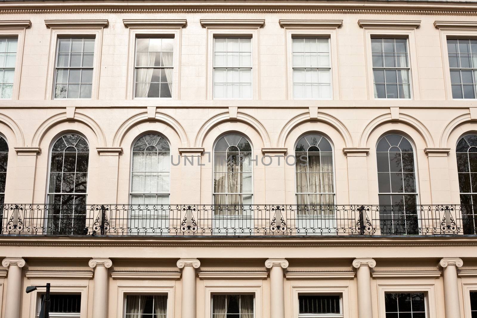 Detailed image of regency town houses in the Regent's Park area of London, UK