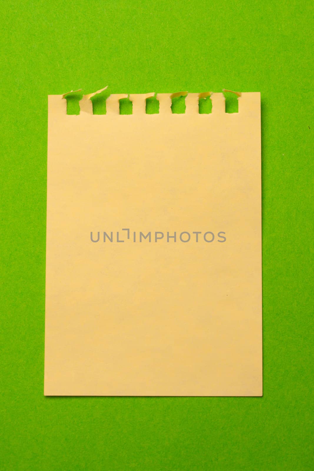 Sheet isolated on green