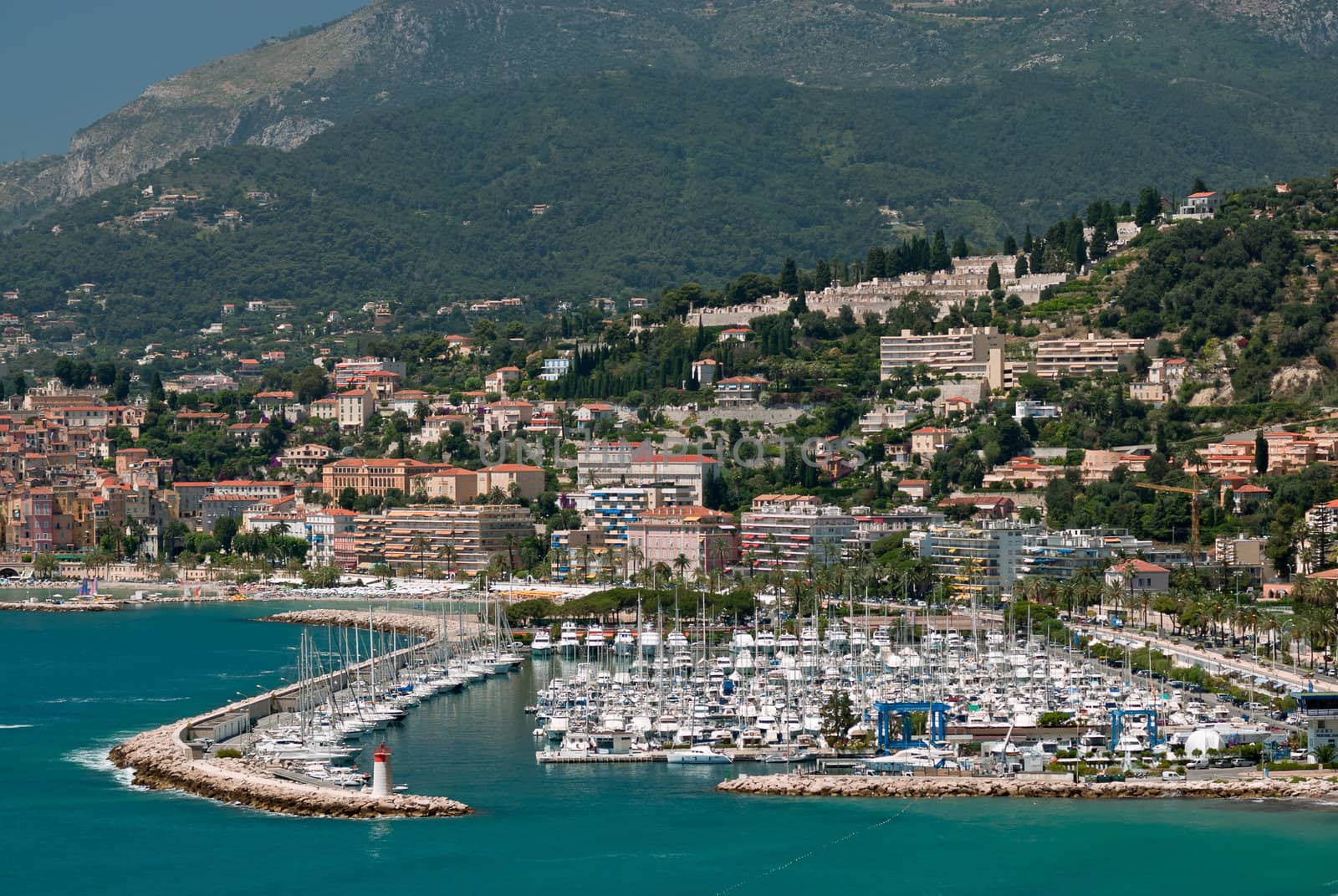 Yacht port in french mediterranean town Menton