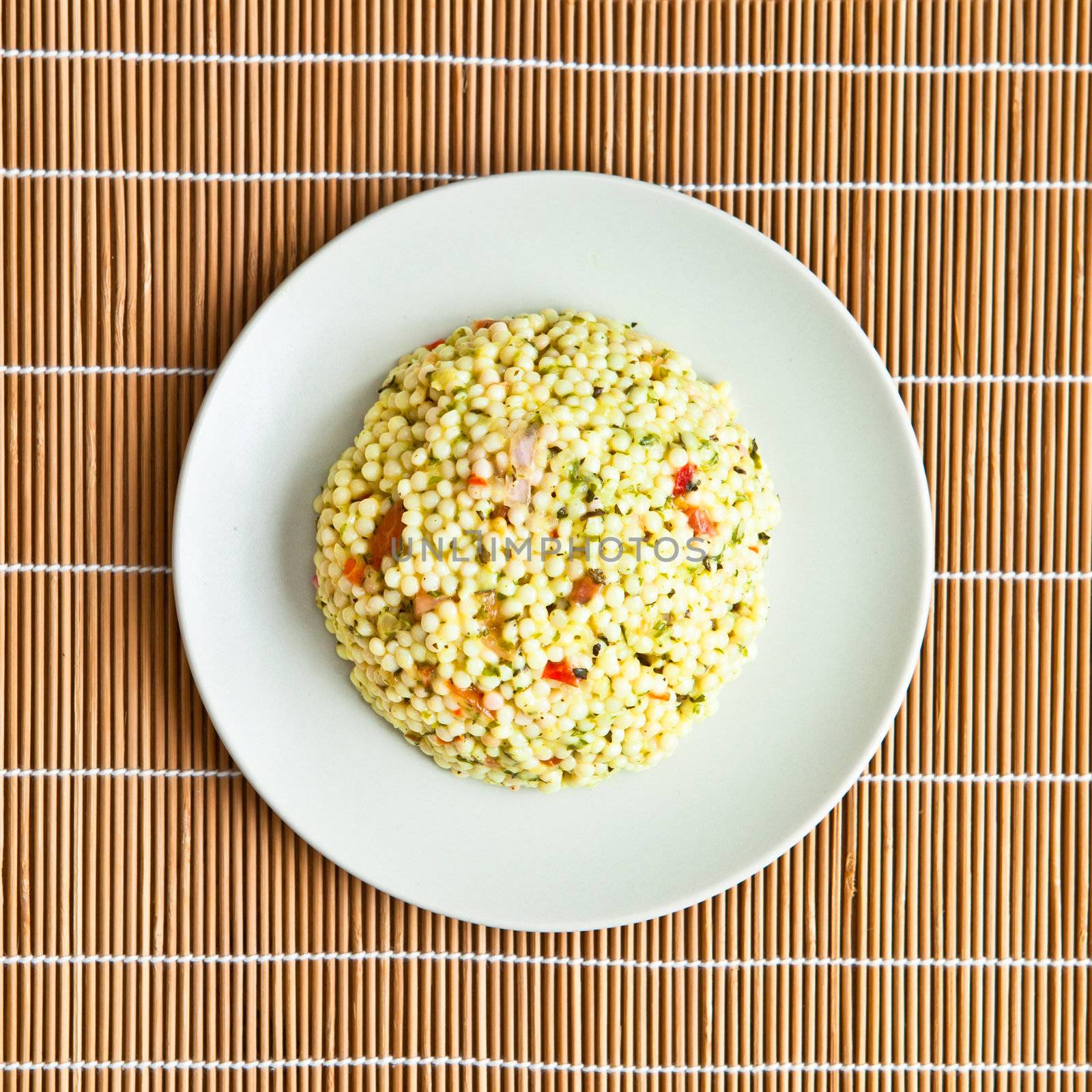 Plate of  fresh moroccan cous cous salad