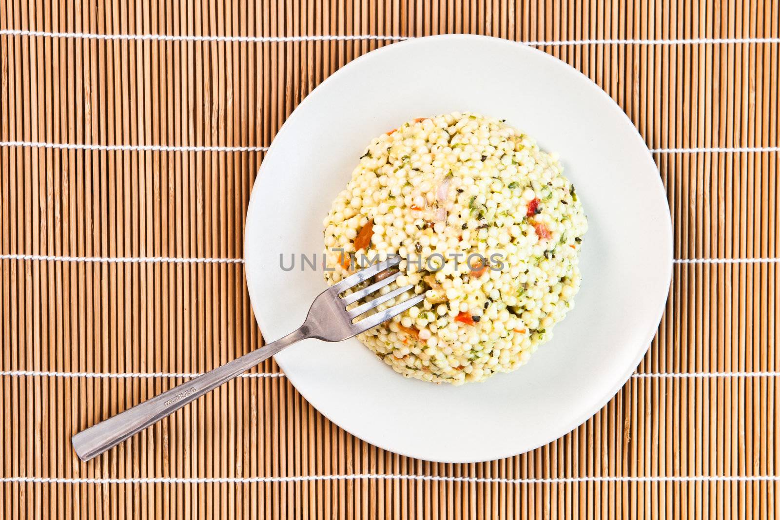 Plate of  fresh moroccan cous cous salad