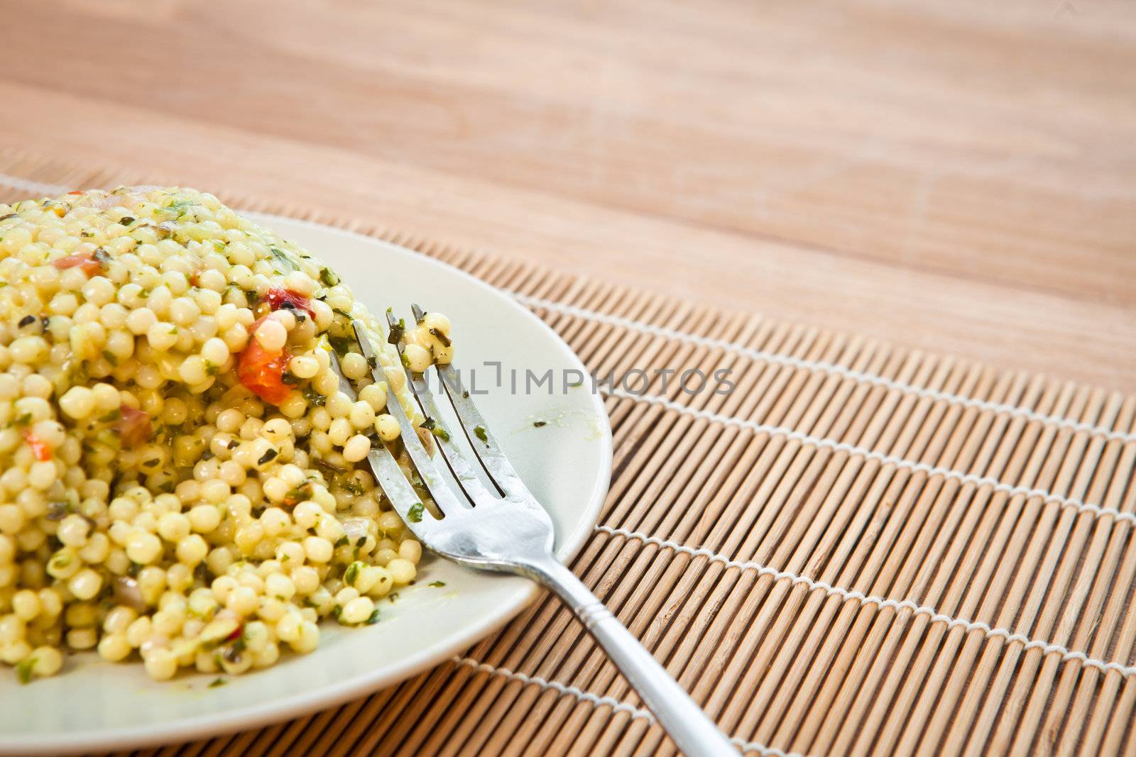 Plate of  fresh moroccan cous cous salad