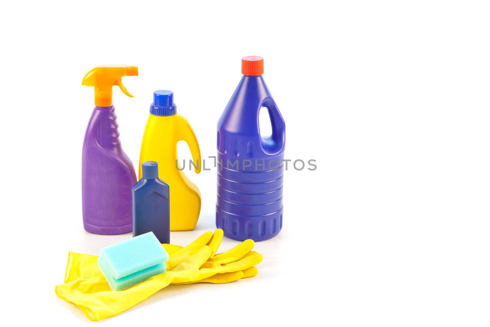 Household cleaning equipment on a white background