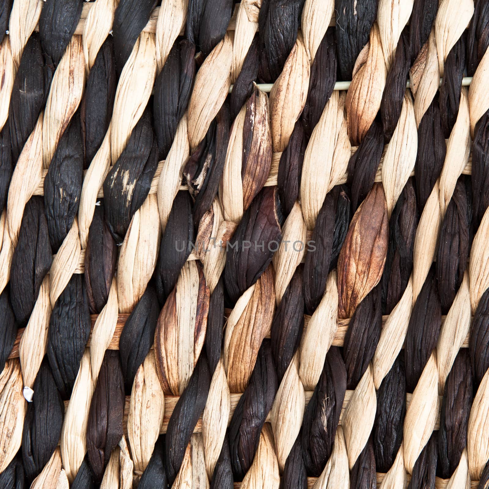 A detailed background image of natural fibres in a weaved pattern