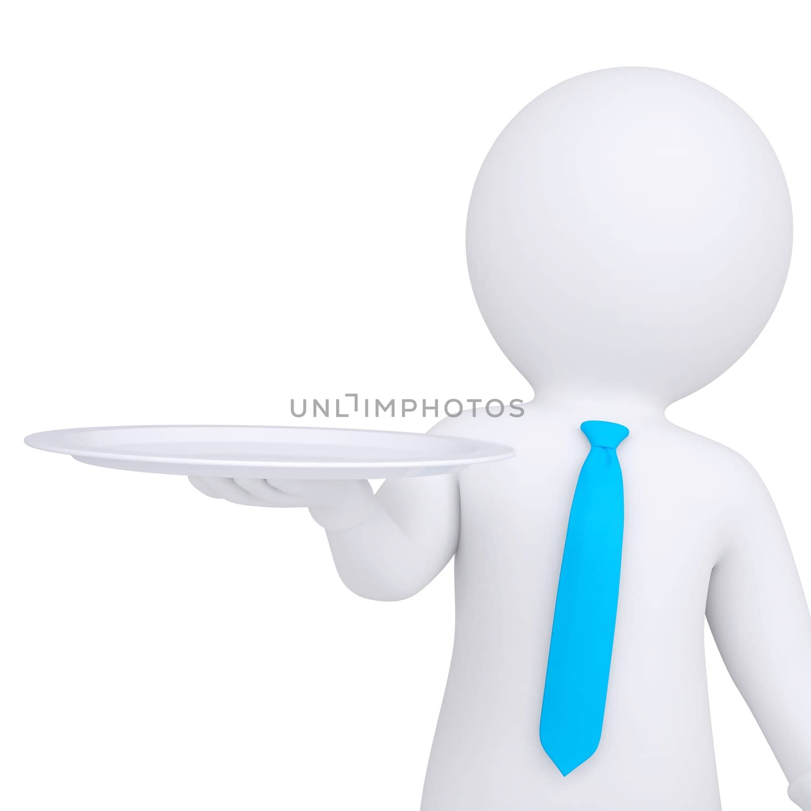3d white man holding a bowl in his hand by cherezoff