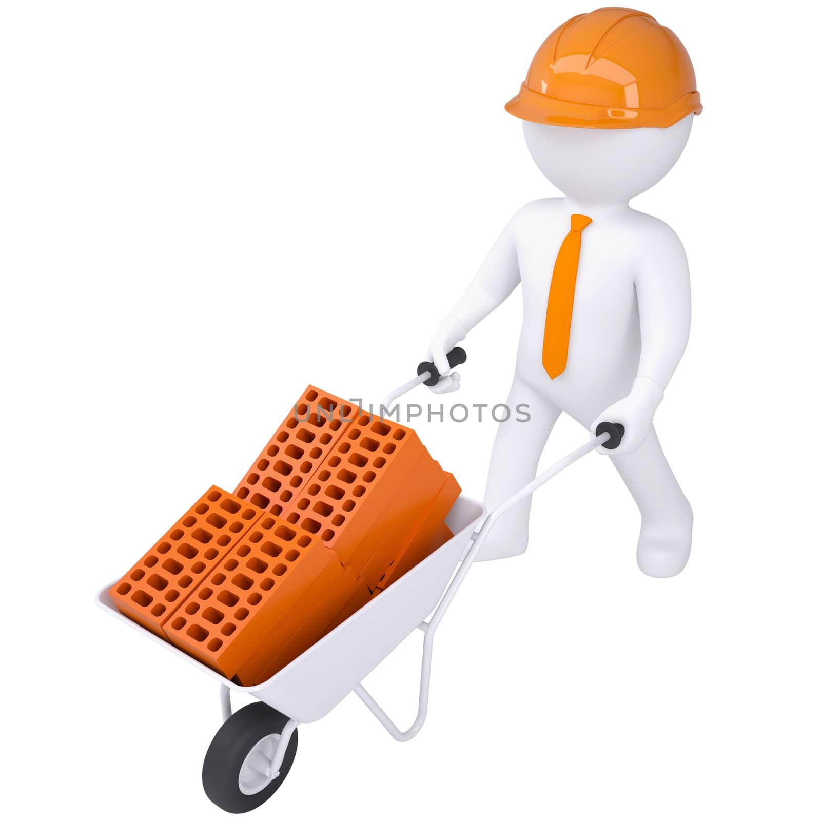 3d white man in a helmet. Isolated render on a white background