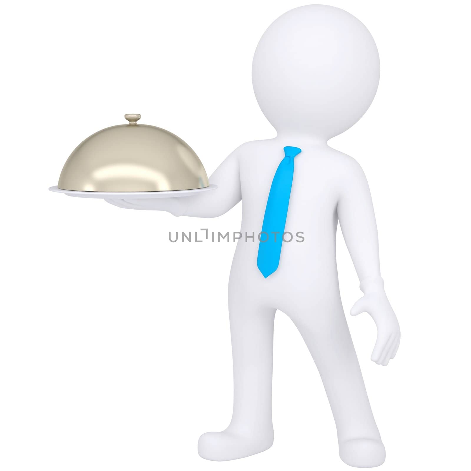 3d white man holding a bowl in his hand by cherezoff