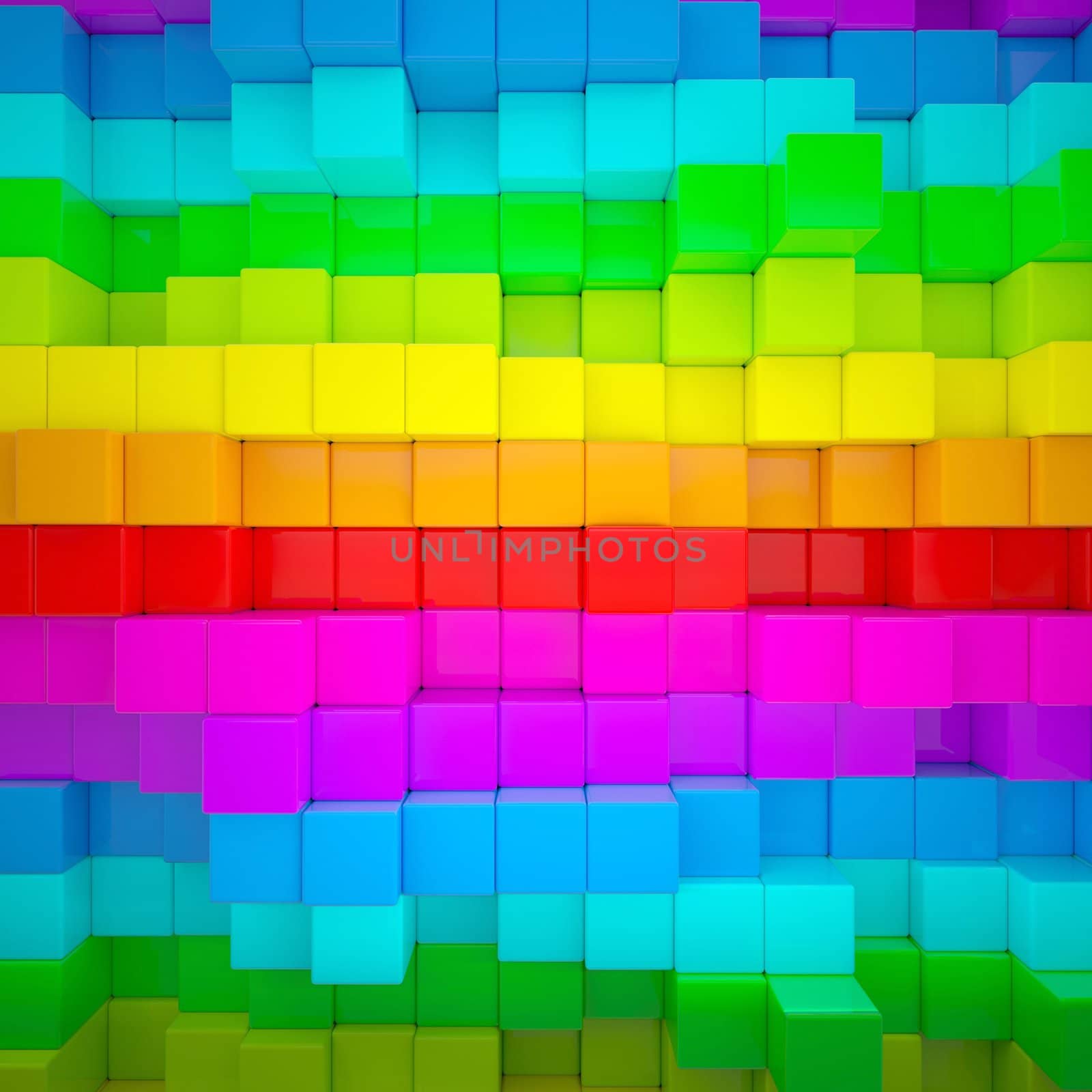 Abstract wall of colored cubes by cherezoff