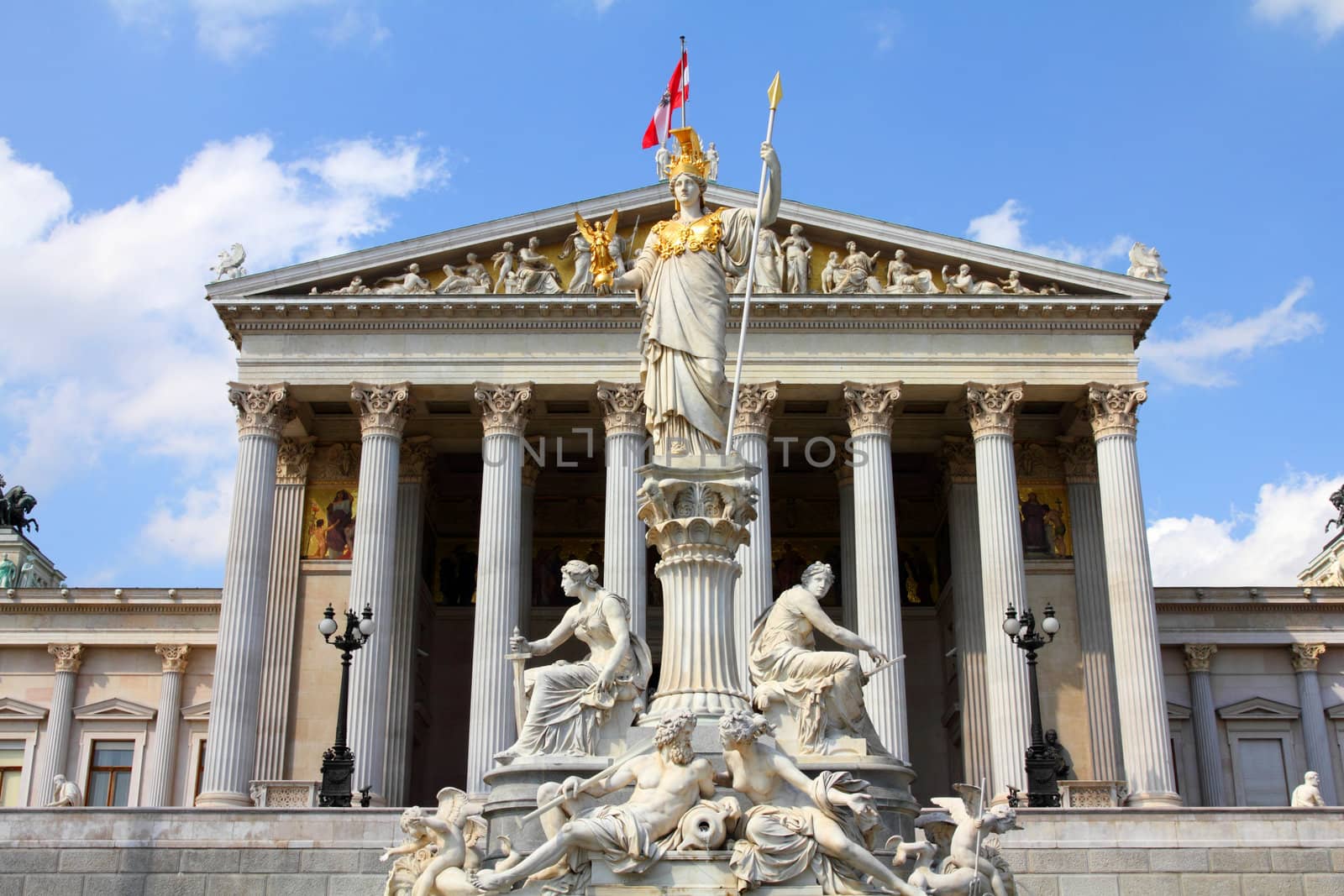 Vienna, Austria - Parliament of Austria. The Old Town is a UNESCO World Heritage Site.