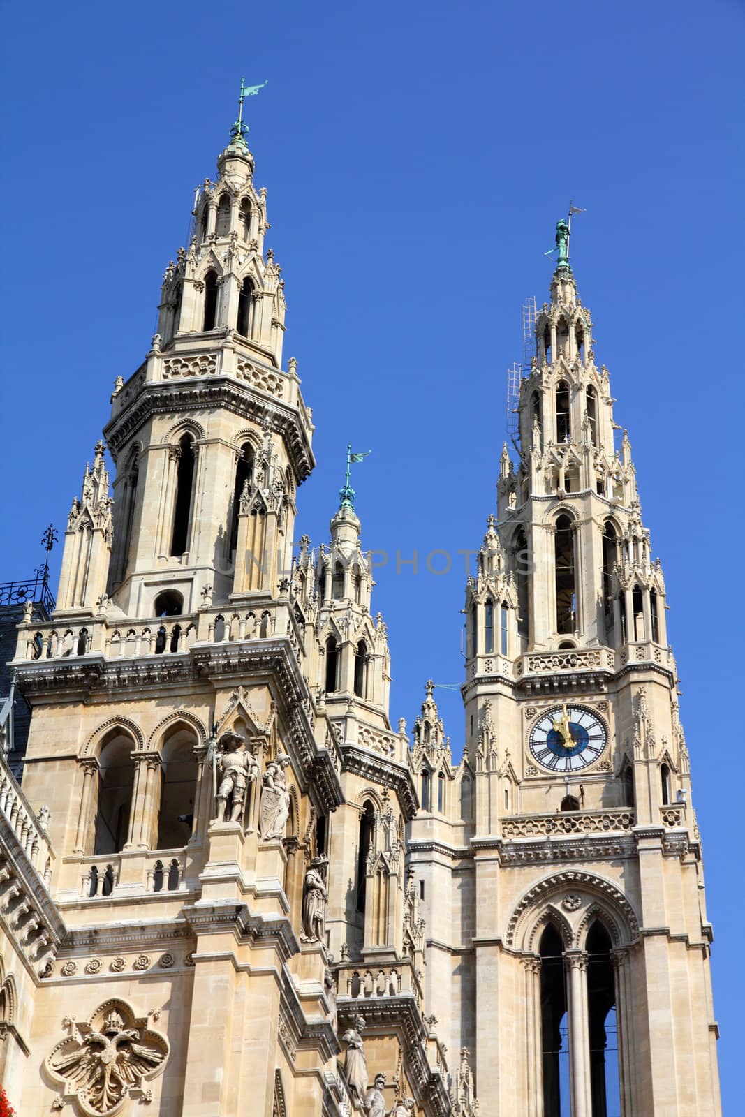 Vienna, Austria - famous City Hall building. The Old Town is a UNESCO World Heritage Site.