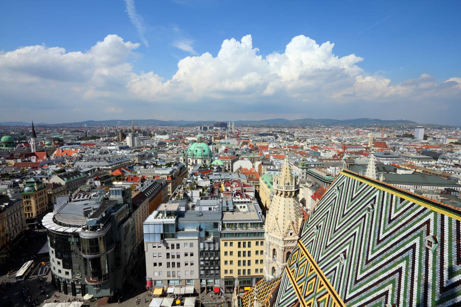 Vienna, Austria - aerial view of the cathedral and the Old Town, a UNESCO World Heritage Site.