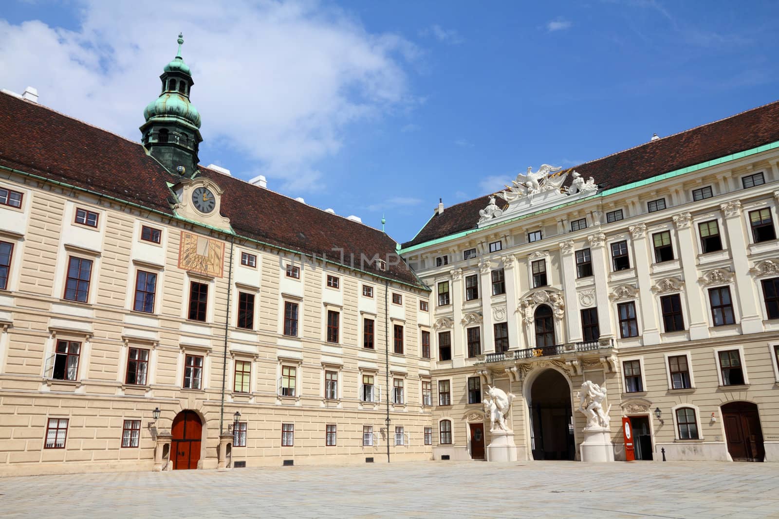 Vienna, Austria - Hofburg Palace courtyard. The Old Town is a UNESCO World Heritage Site.