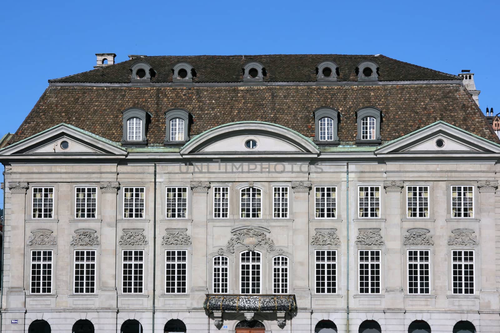 Old architecture in Zurich, Switzerland. Decorative landmark.