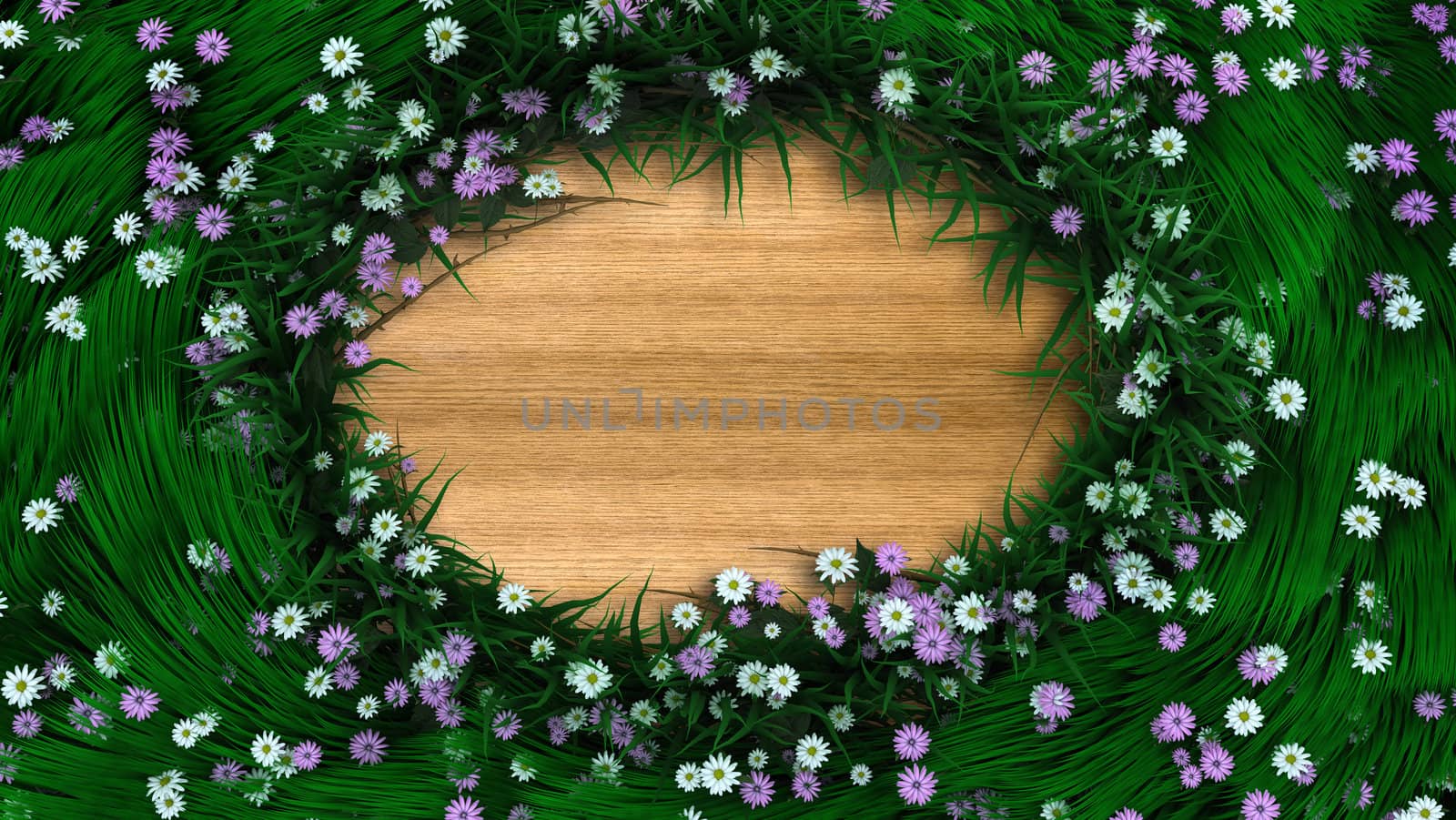 floral holiday background border with flowers and plants with place for text by denisgo