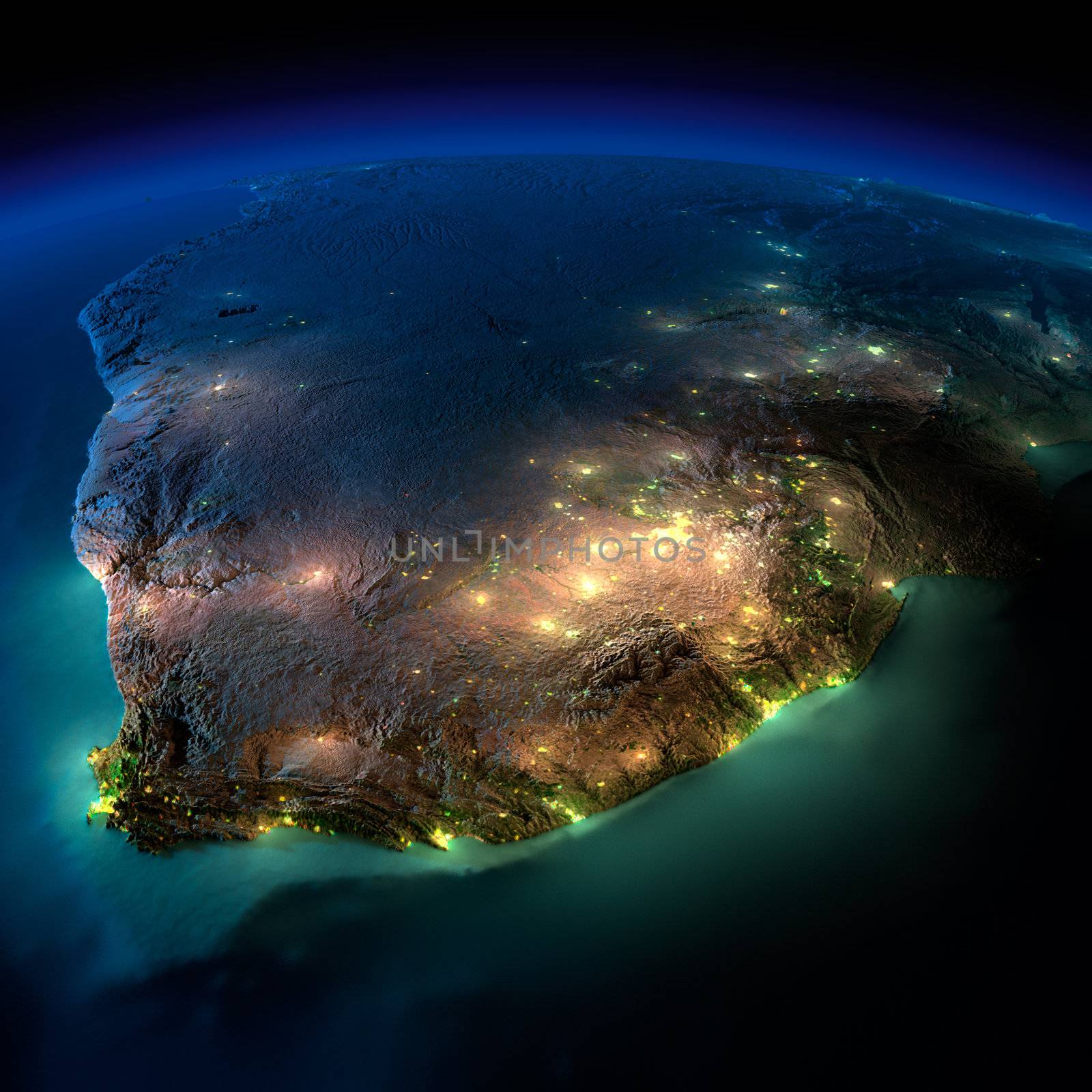 Night Earth. South Africa by Antartis