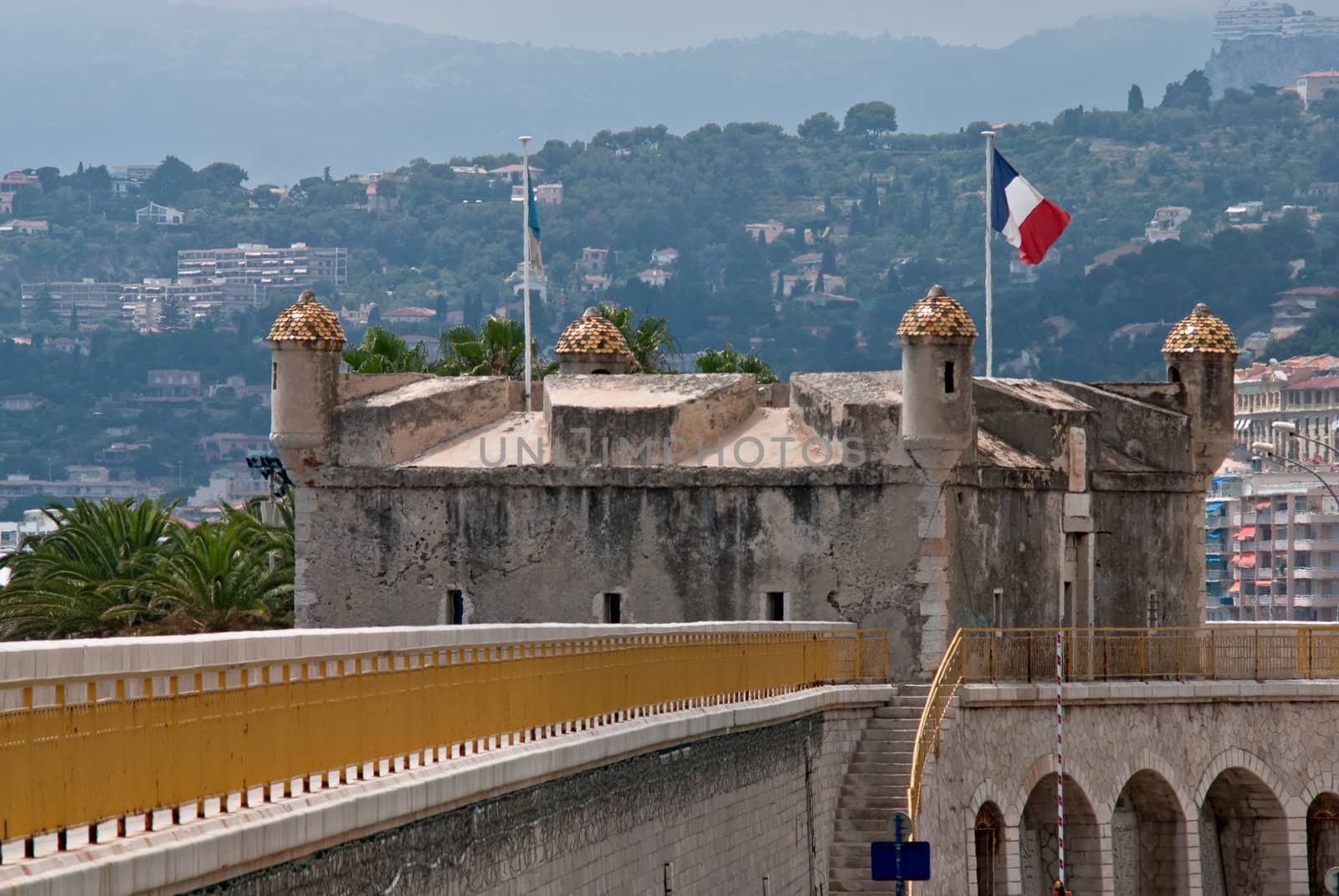 Bastion in old port of Menton. Azure coast. France