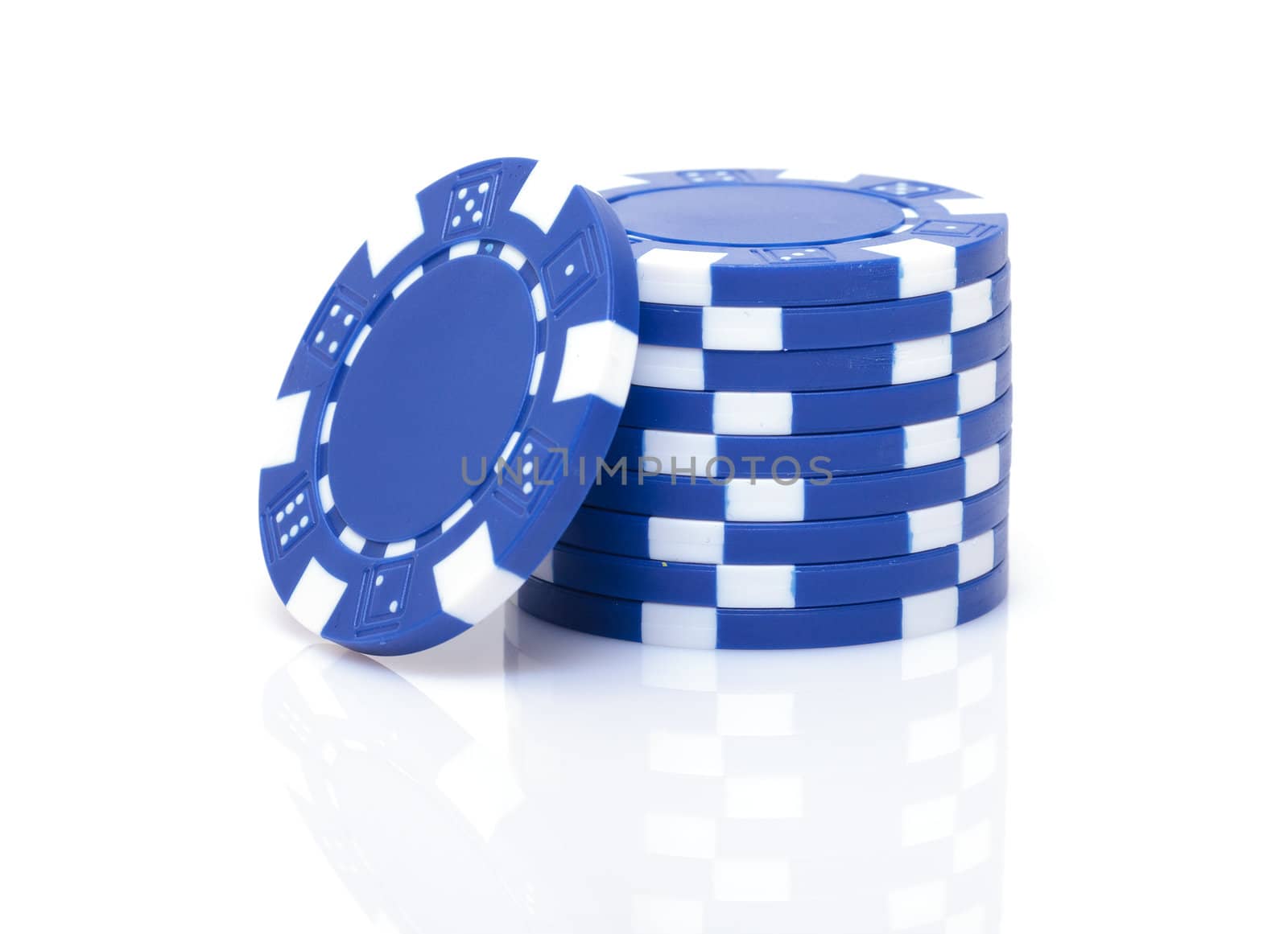 Small Stack of Blue Poker Chips by Discovod