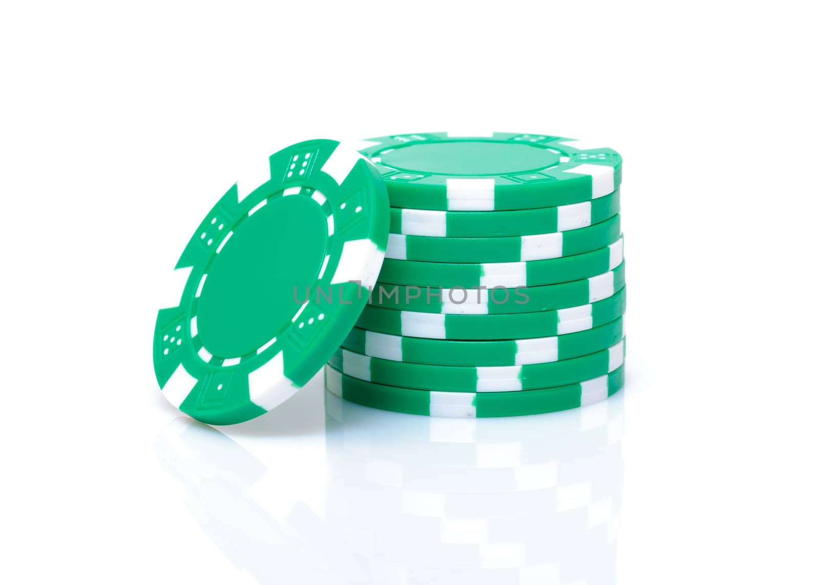 Small Stack of Green Poker Chips by Discovod