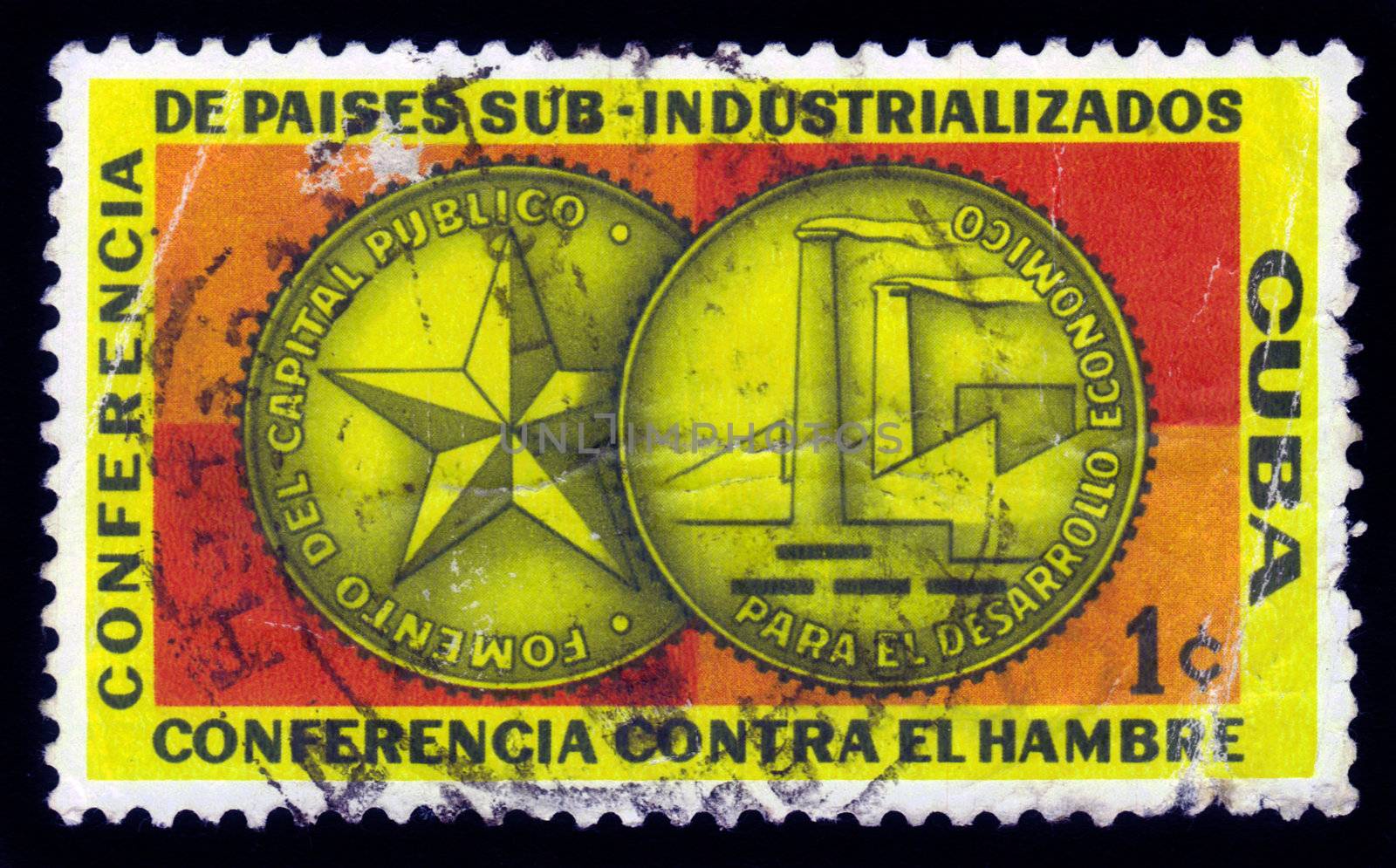 Cuba - CIRCA 1960: A stamp printed in Cuba shows medal dedicated to sub-industrialized countries conference in Havana, circa 1960