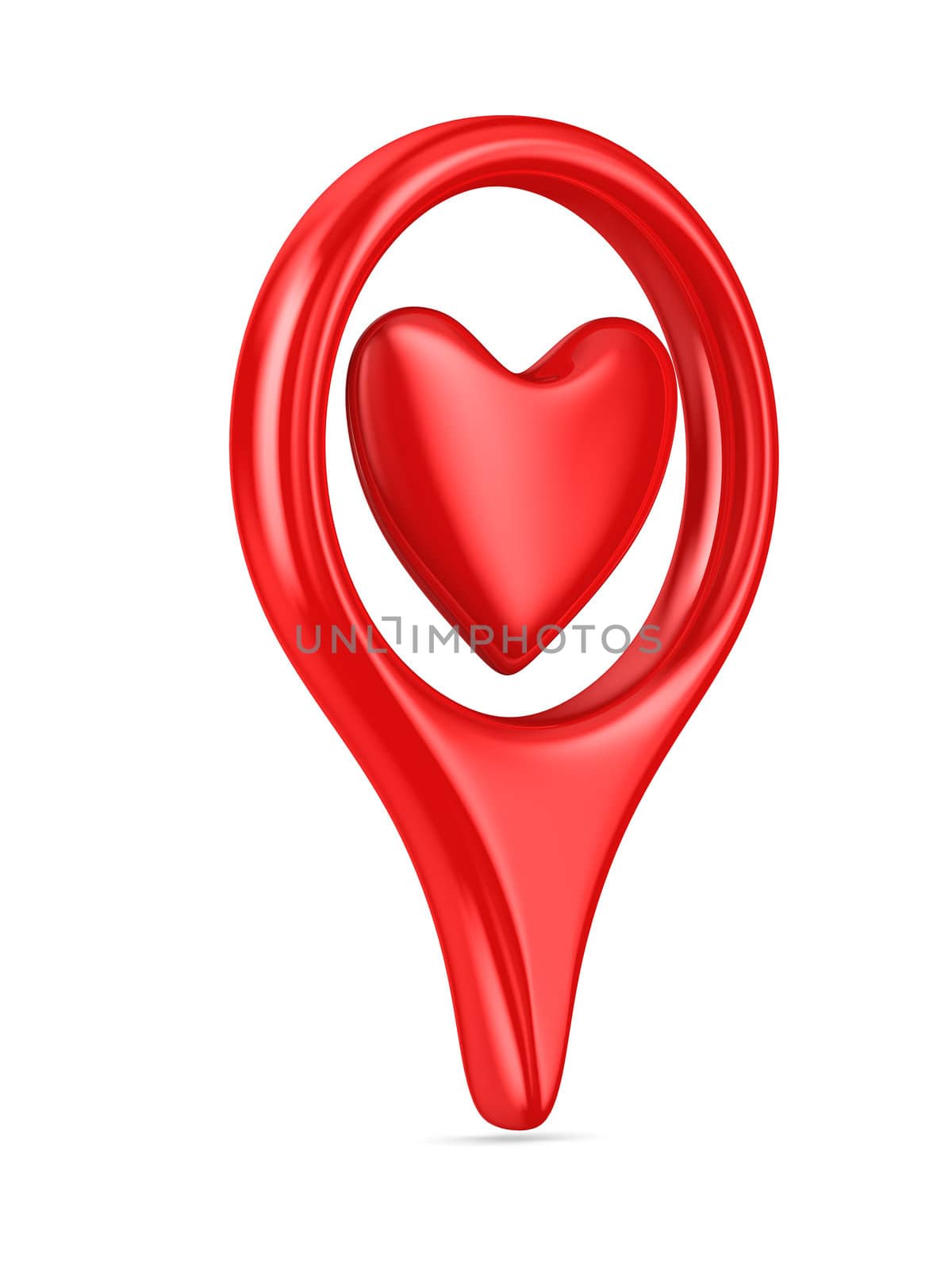 Isolated heart on white background. 3D image