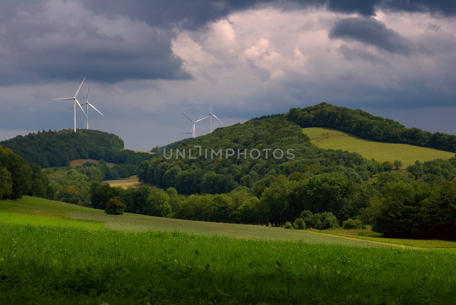 aeolian energy in landscape with forest