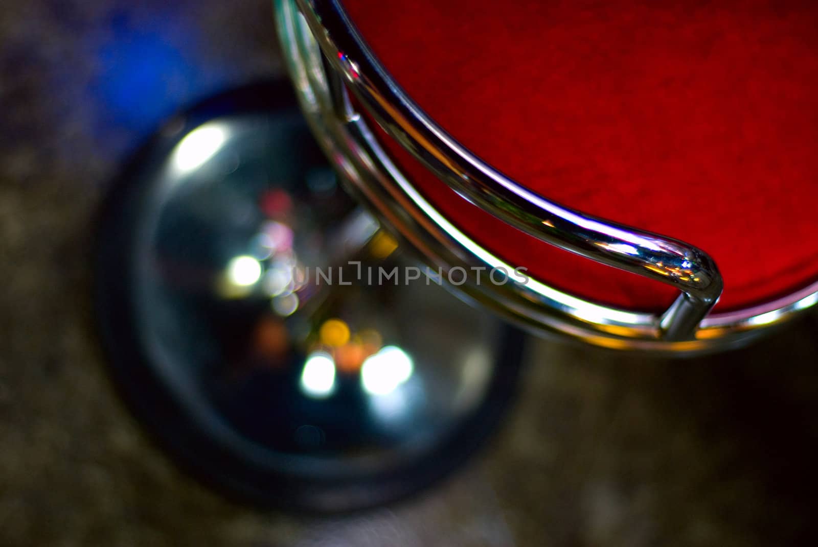 stool bar with chrome and red velvet