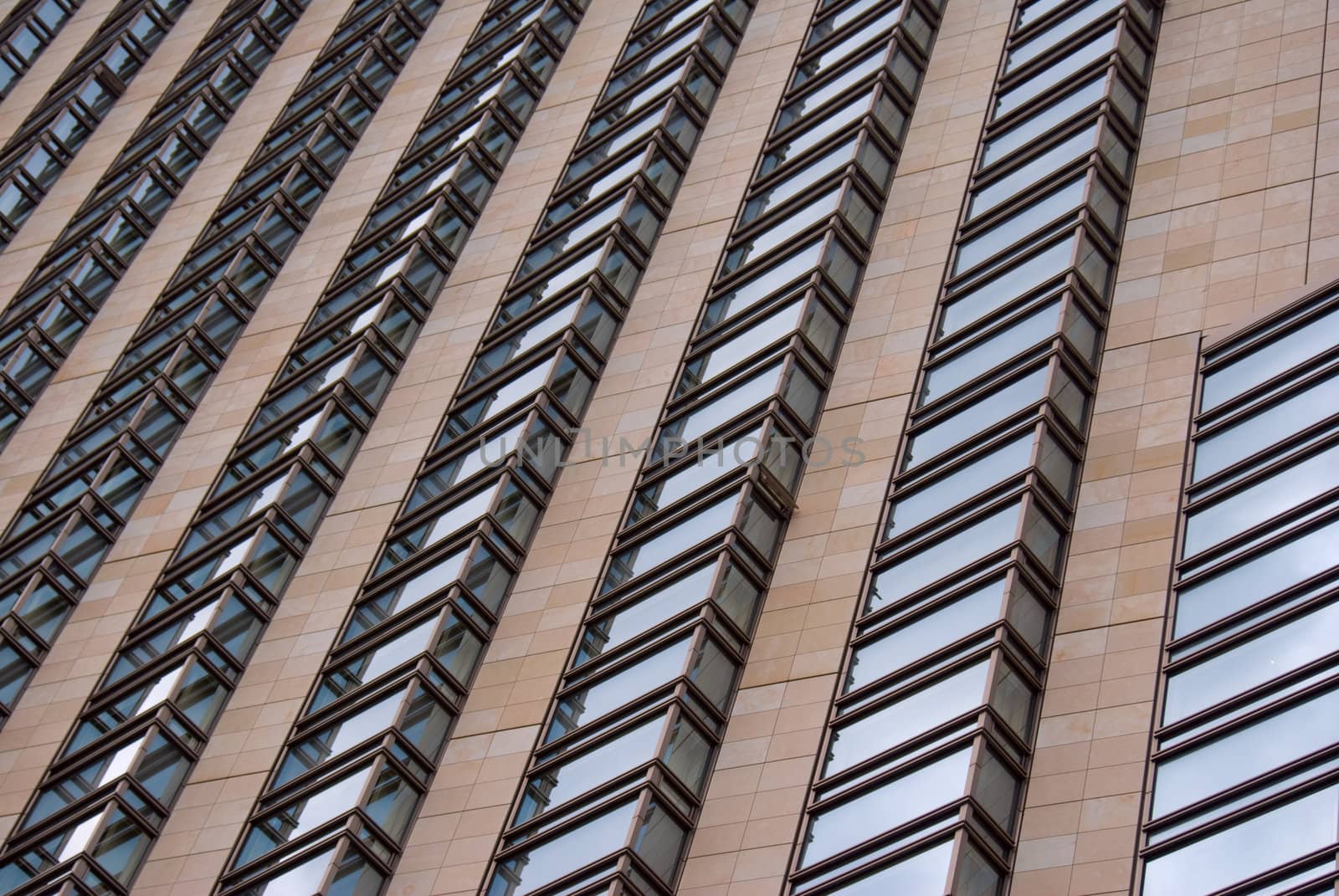 close-up on windows of skyscraper