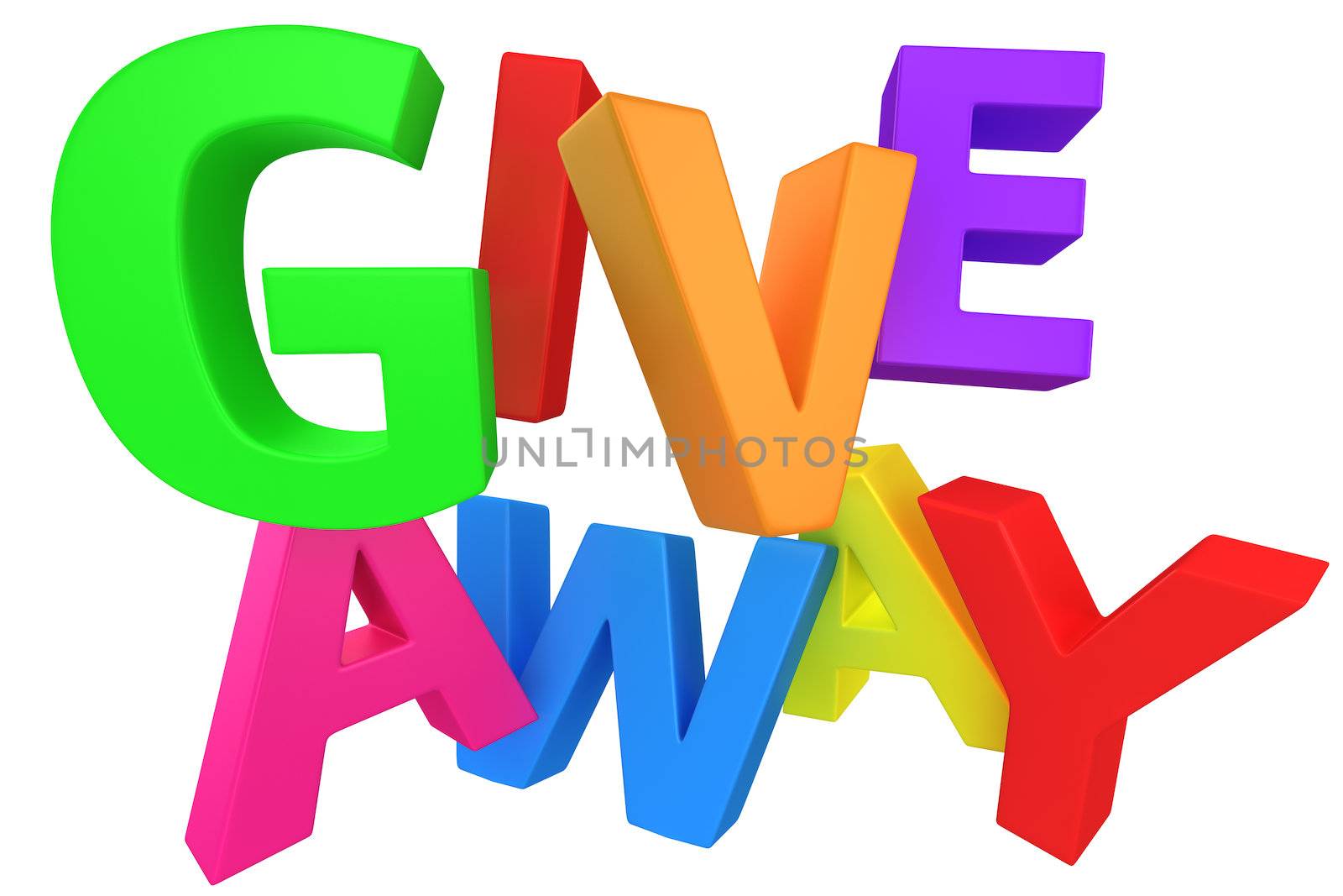 Word "Giveaway" made from multicolored letters isolated on white