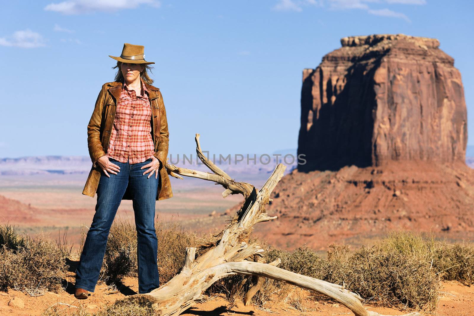 beautiful cowgirl at Monument Valley, Utah, USA