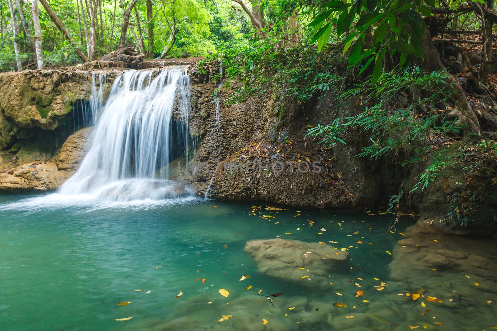 Waterfall in National Park , Kanchanaburi Province , Thailand