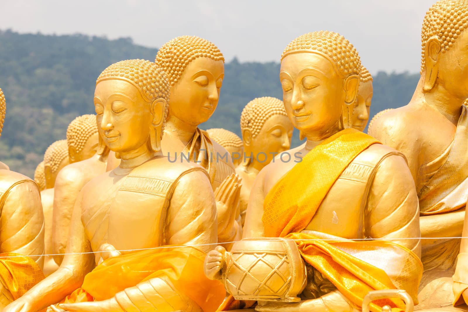 Golden Buddha at Buddha Memorial park , Nakorn nayok, Thailand.