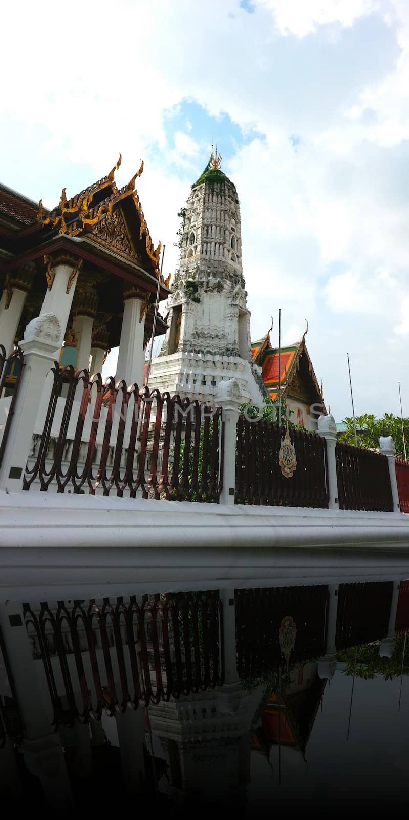 Thai temple with reflection image