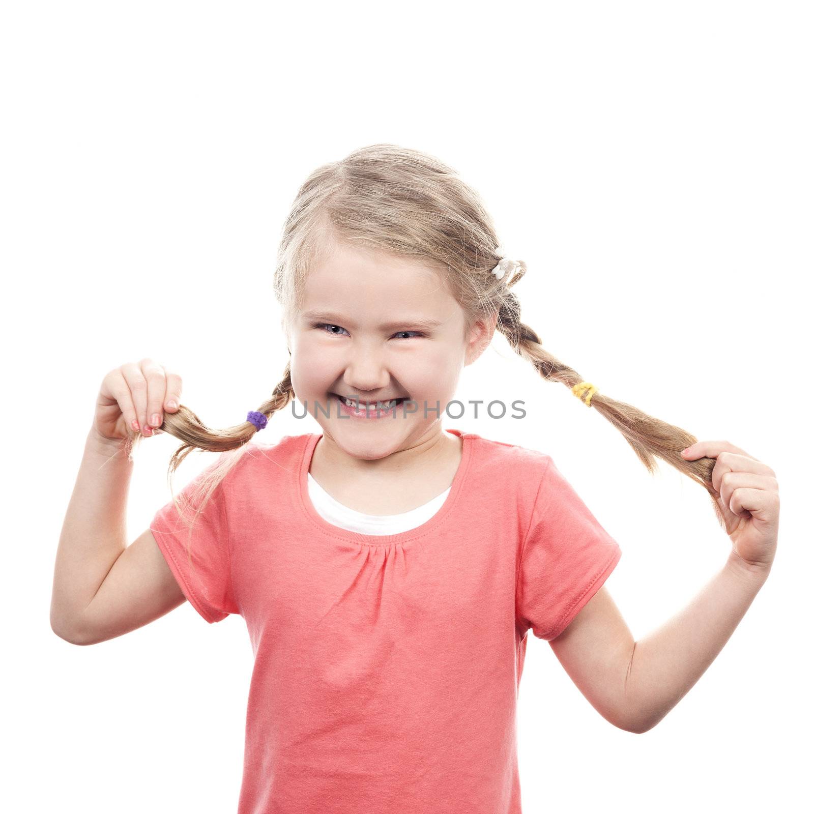 Little girl making funny face 