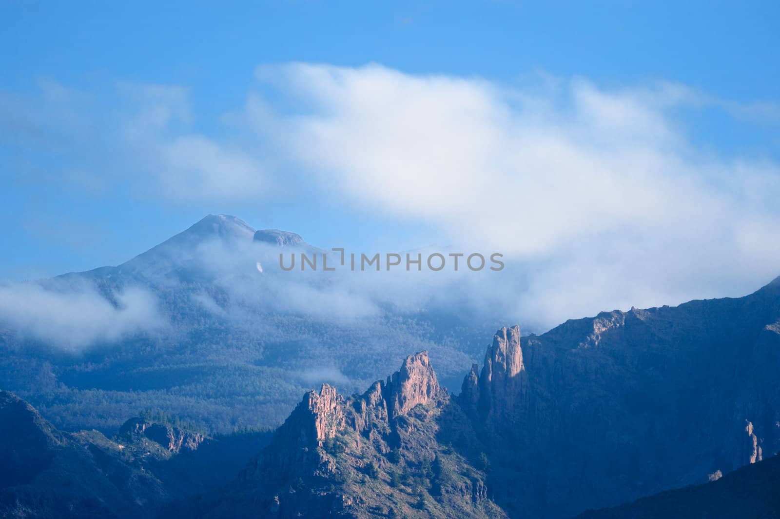 Clouds above volcano Mount Teide. Canary Islands, Spain