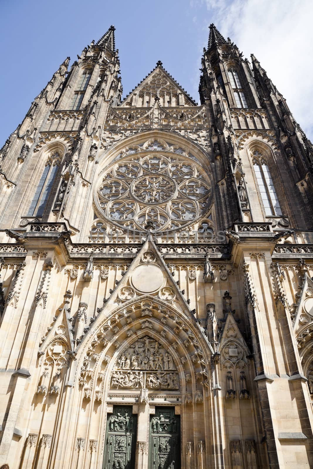 view on gothic saint vitus  cathedral, prague, czech republic