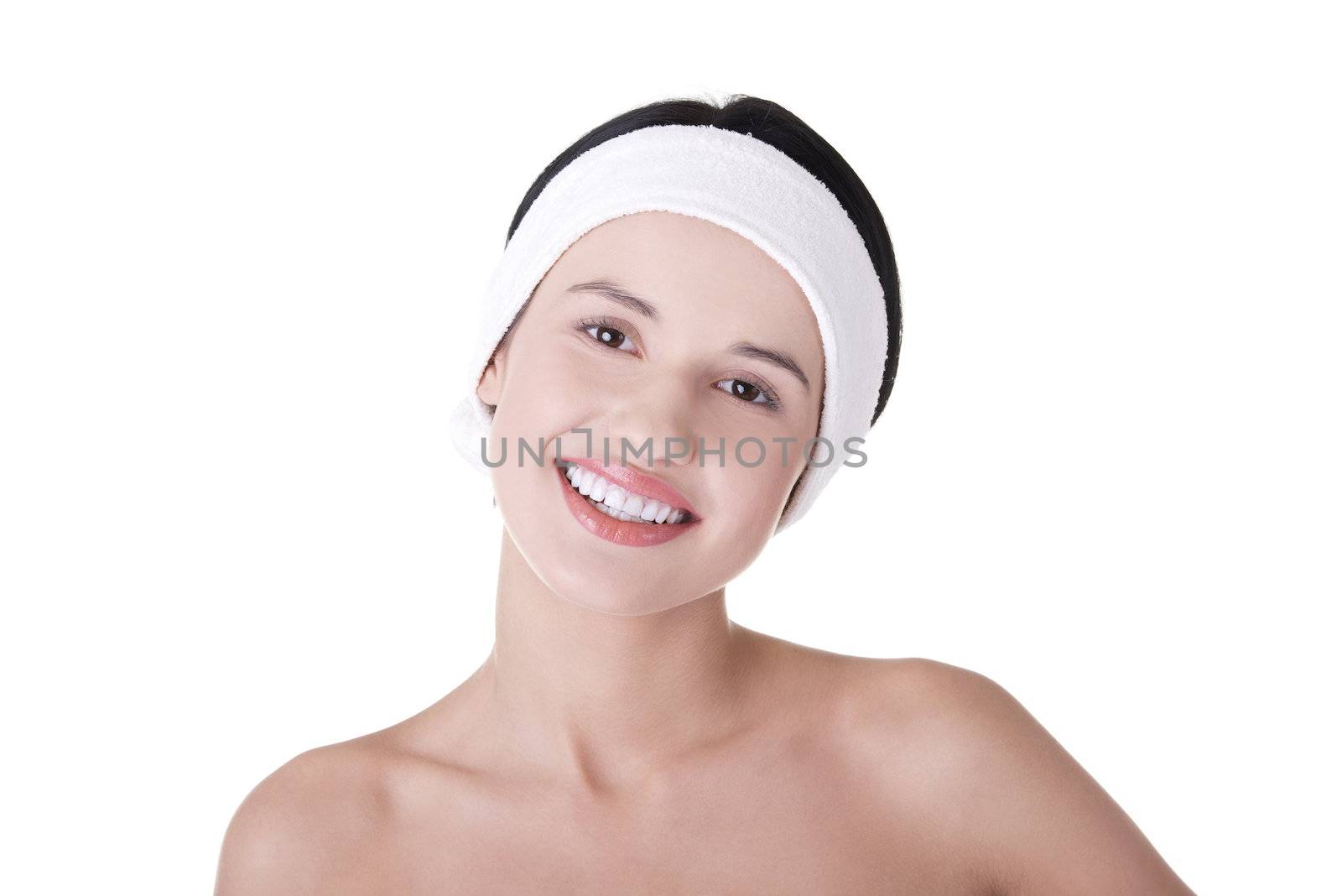 Beautiful young woman with perfect body ready for skin treatment. Skin care concept.