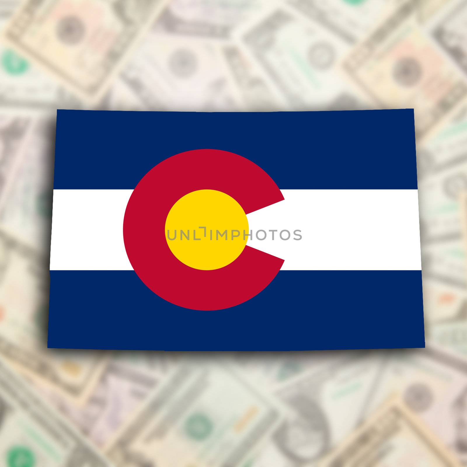 Map of Colorado, filled with the state flag