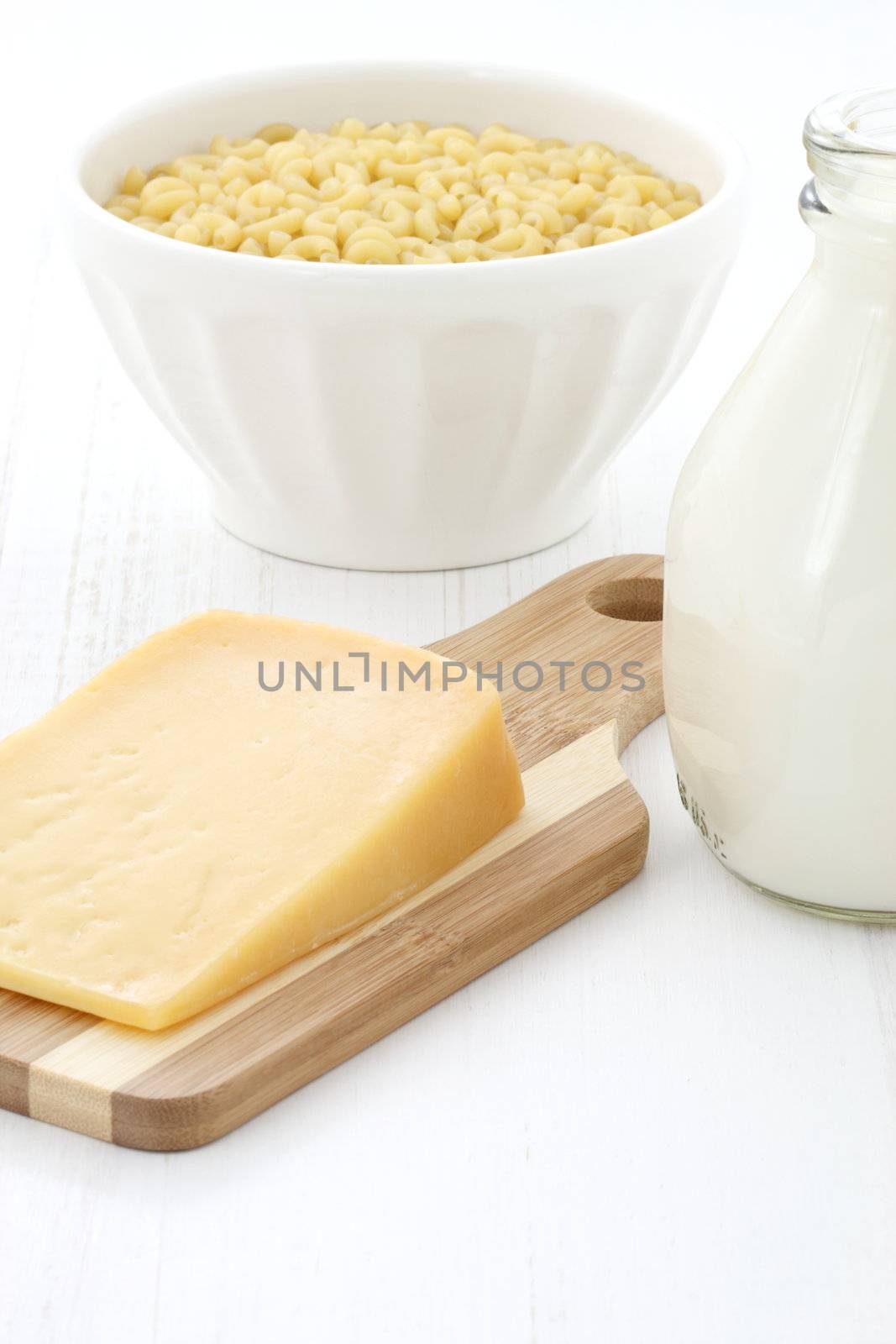 Gourmet macaroni and cheese ingredients. by tacar