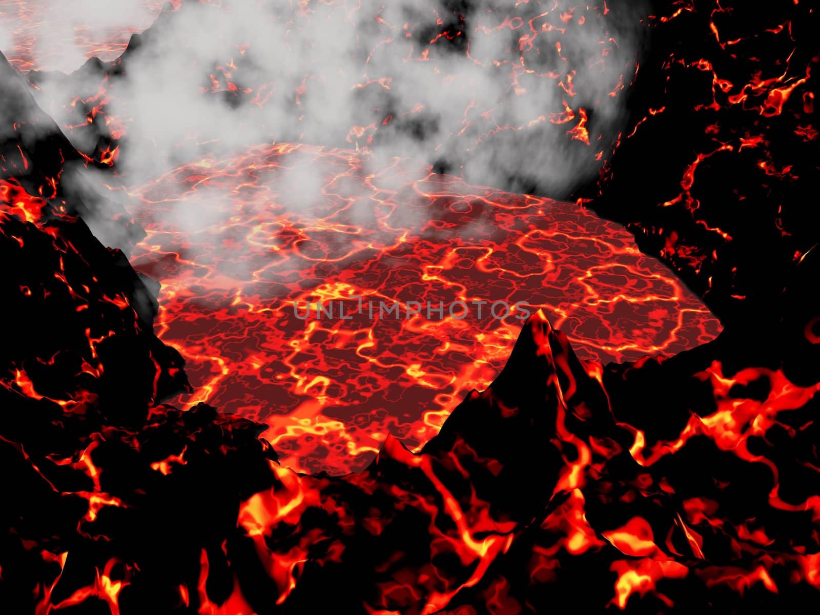 Close up of the heart of an active volcano and little smoke