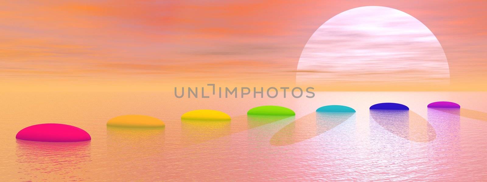 Chakra steps to the sun - 3D render by Elenaphotos21