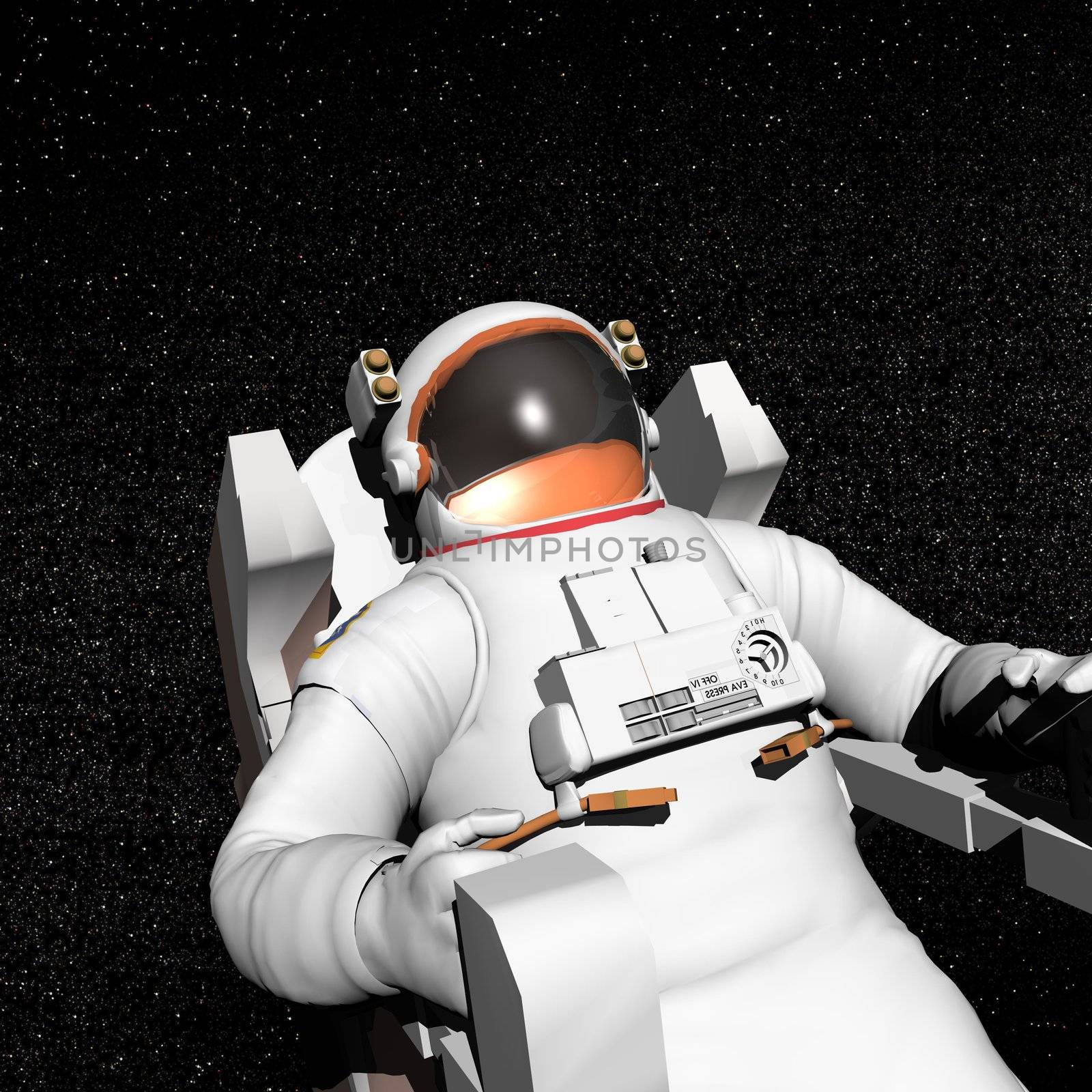 Astronaut in space - 3D render by Elenaphotos21