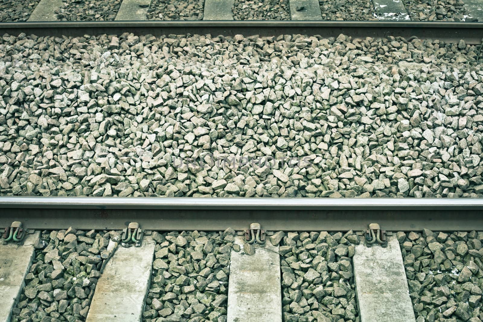 Railway tracks in detail in muted tones