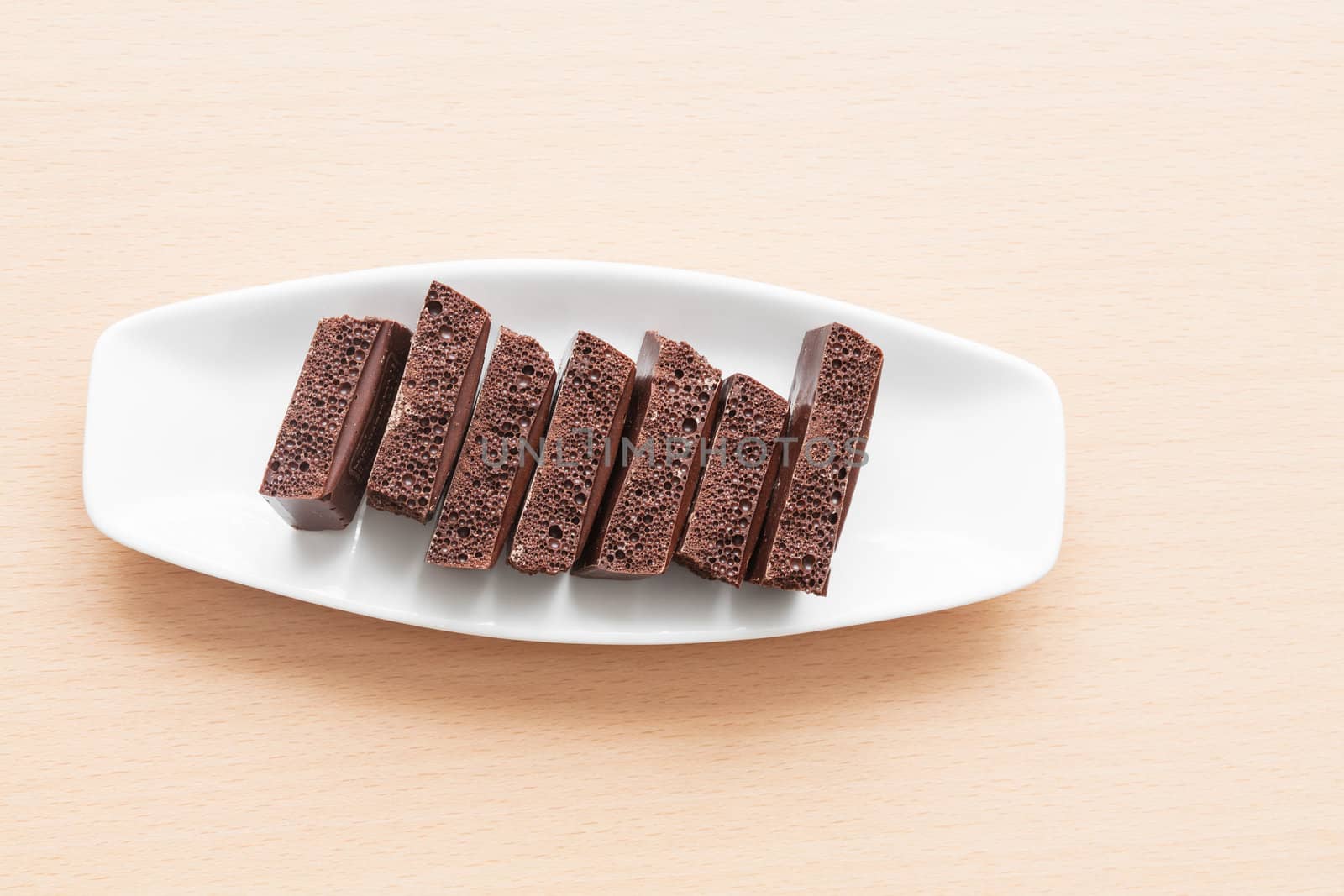 porous chocolate on a plate