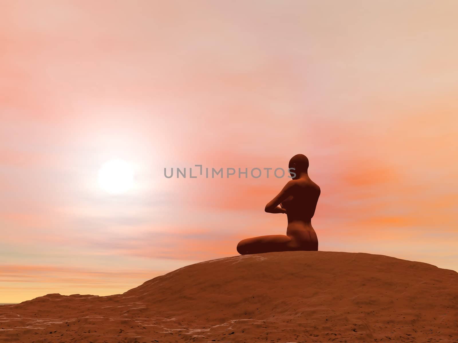 Meditation pose, padmasana - 3D render by Elenaphotos21